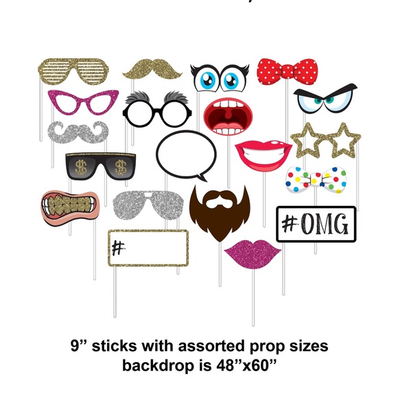 Way to Celebrate Photo Booth 20 Piece 9” Prop Set NWT - Picture 5 of 5